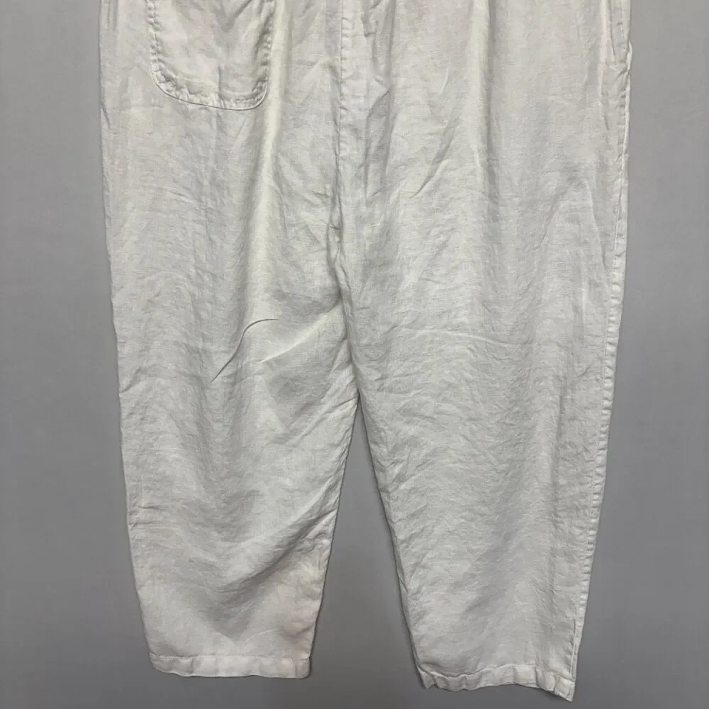 Quince Women 100% European Linen Pants Size Large White SP25 C134 -30